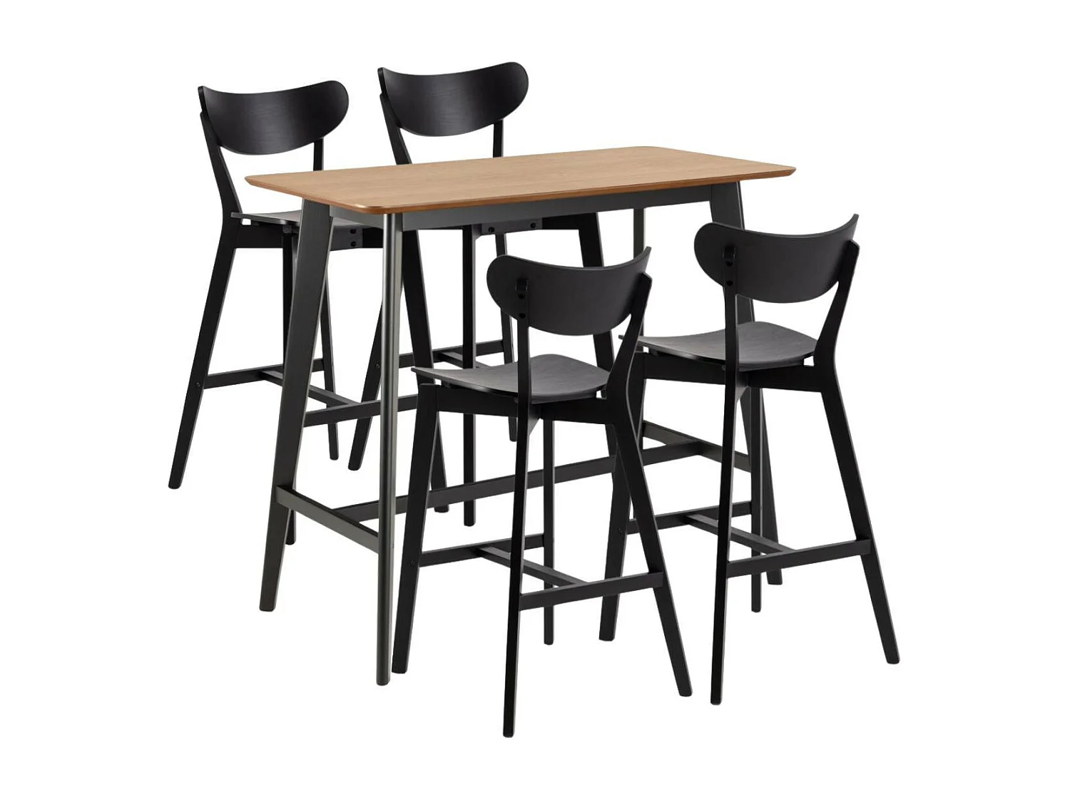 Table de bar et 4 tabourets de bar scandinaves en bois - LETA