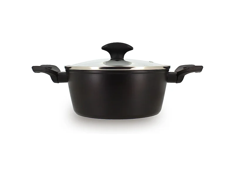 Menastyl - Faitout First 20cm En Aluminium Noir Induction Avec Couvercle