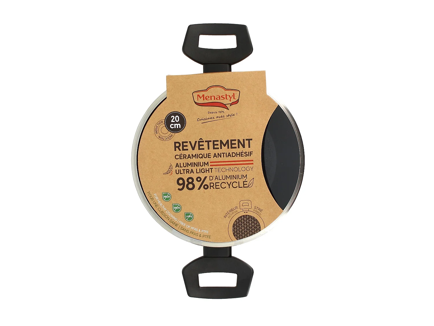 Menastyl - Faitout First 20cm En Aluminium Noir Induction Avec Couvercle
