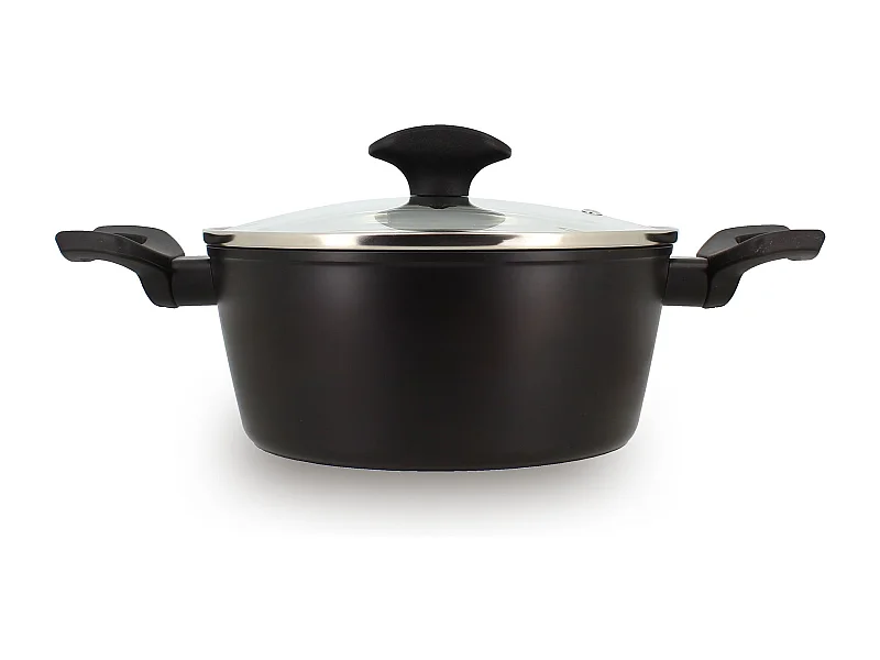 Menastyl - Faitout First 20cm En Aluminium Noir Induction Avec Couvercle