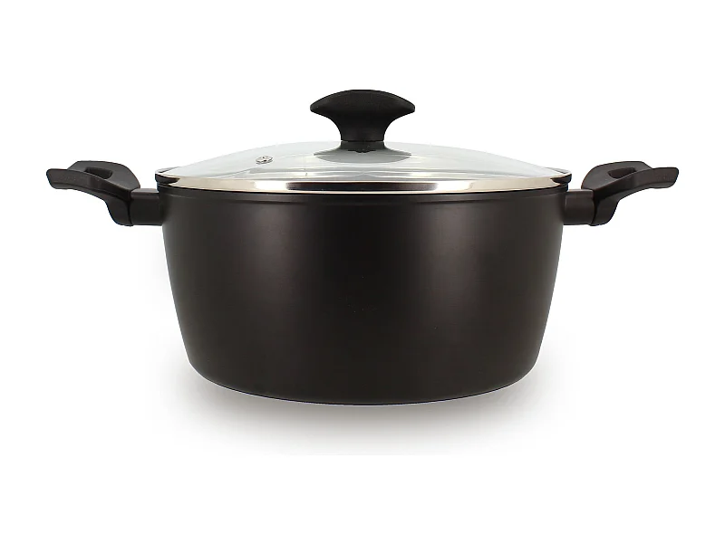 Menastyl - Faitout First 24cm En Aluminium Noir Induction Avec Couvercle