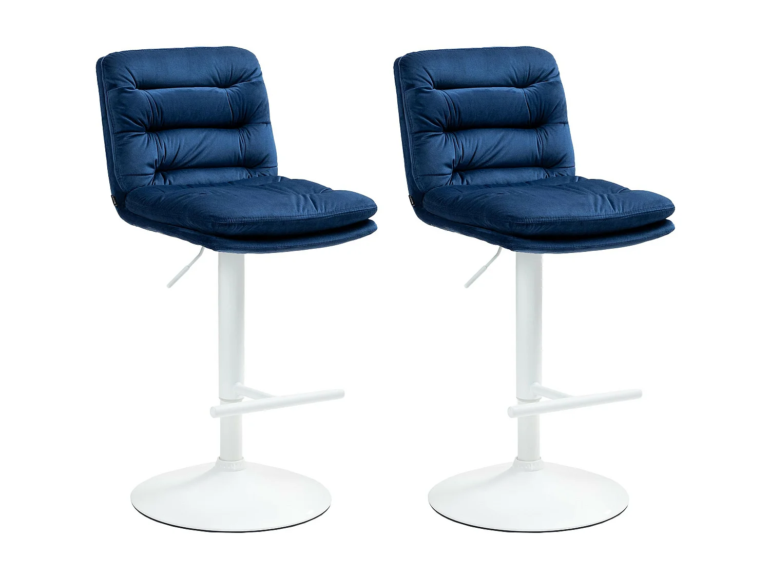 Lot de 2  Tabouret de bar - Velours & Blanc - Bleu - Damar