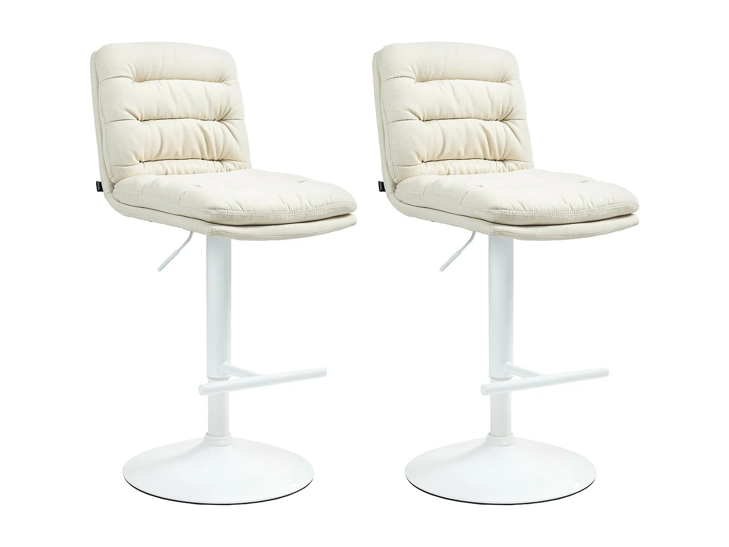 Lot de 2  Tabouret de bar - Tissu & Métal - Crème - Damar