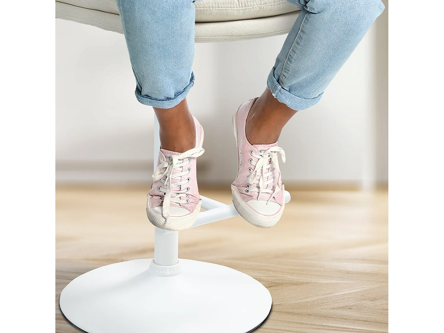 Lot de 2  Tabouret de bar - Tissu & Blanc - Crème - Damar