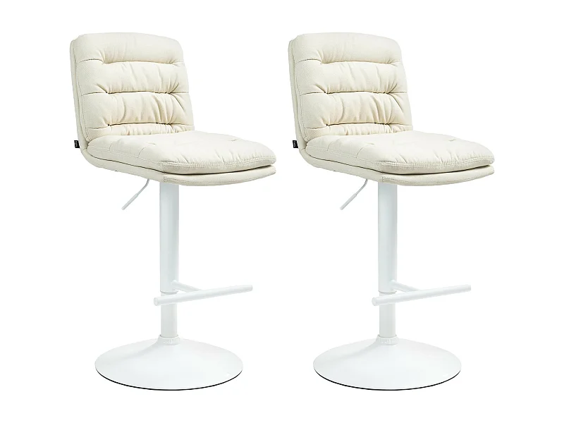 Lot de 2  Tabouret de bar - Tissu & Métal - Crème - Damar