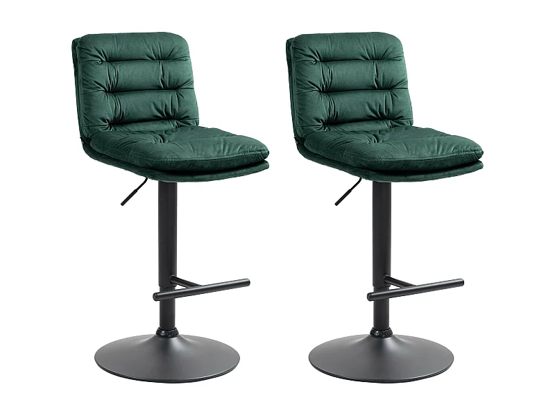 Lot de 2  Tabouret de bar - Velours & Noir - Vert - Damar