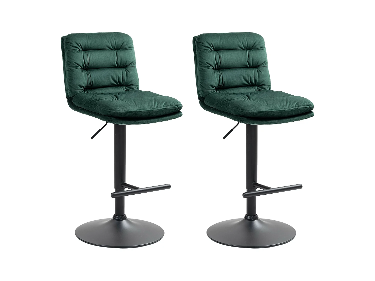 Lot de 2  Tabouret de bar - Velours & Noir - Vert - Damar