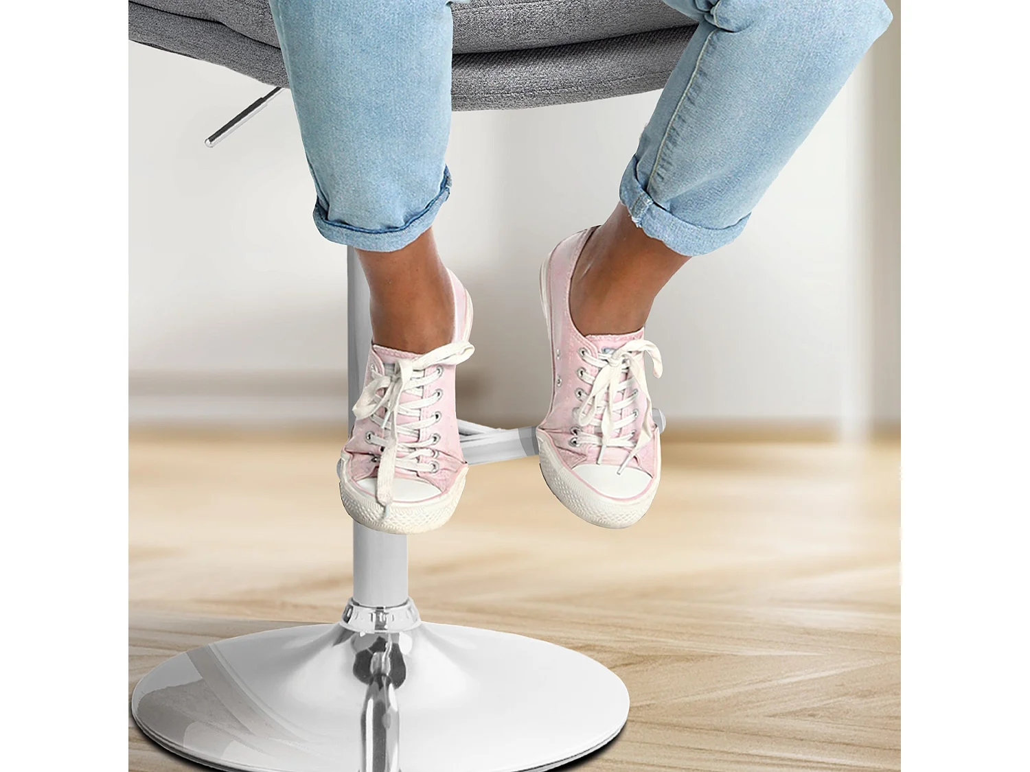 Tabouret de bar - Tissu & Métal - Gris - Damar