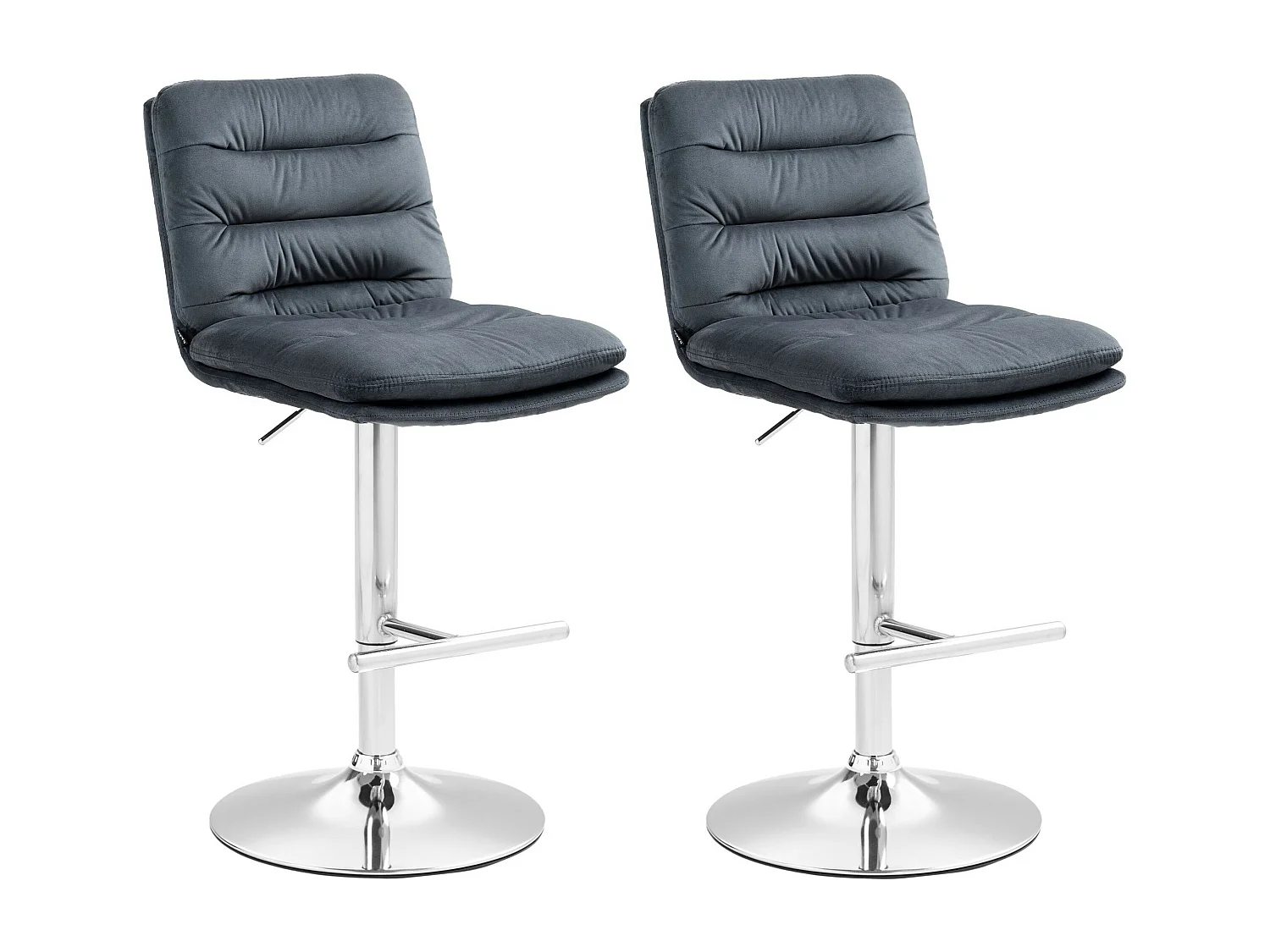 Lot de 2  Tabouret de bar - Velours & Chrome - Gris foncé - Damar