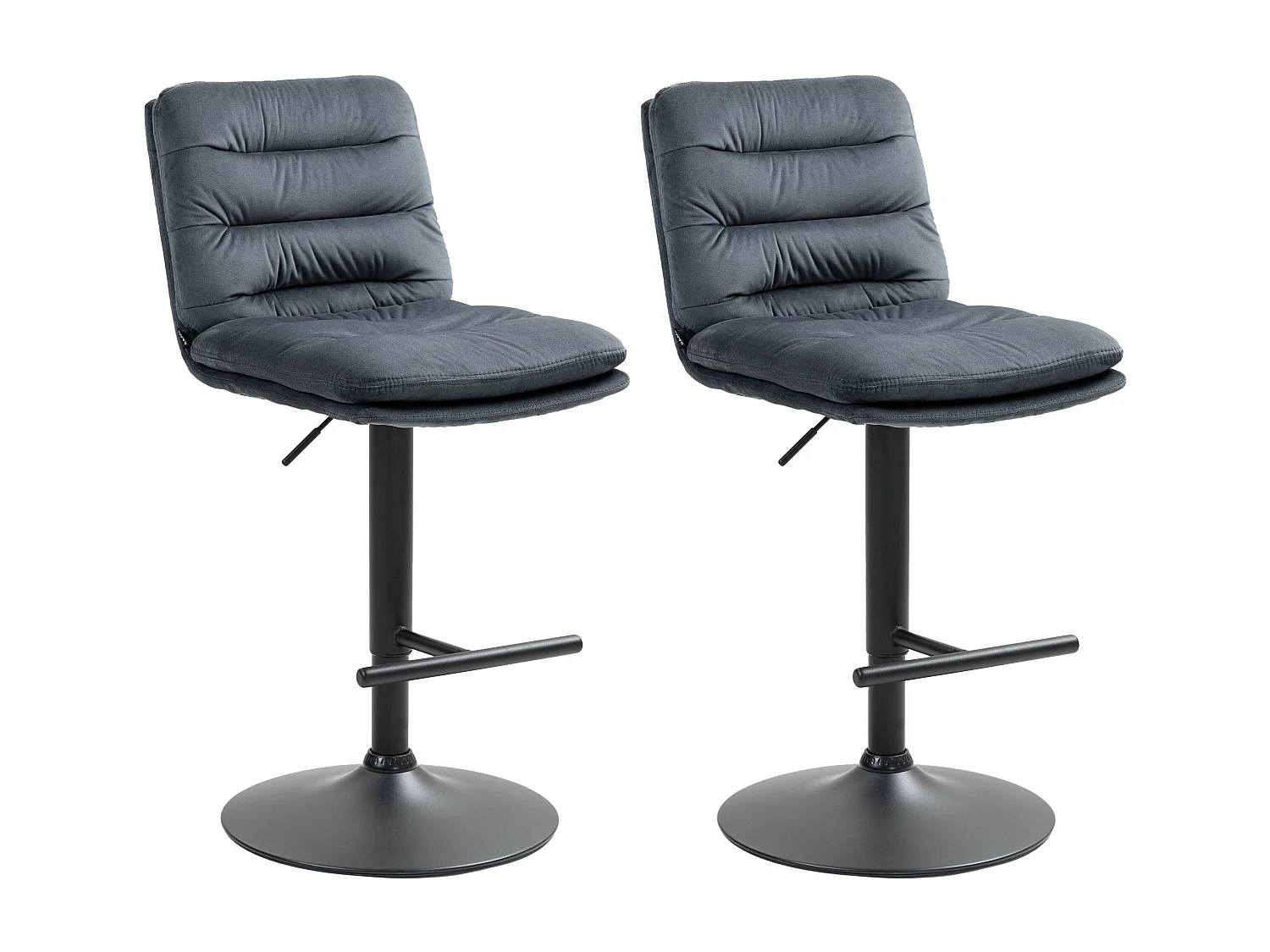Lot de 2  Tabouret de bar - Velours & Noir - Gris foncé - Damar