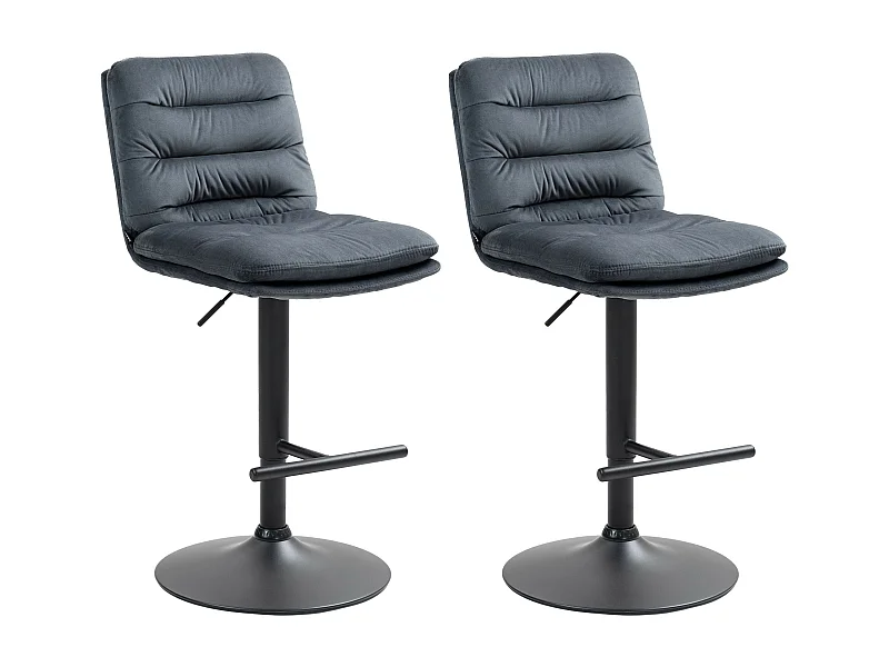 Lot de 2  Tabouret de bar - Velours & Noir - Gris foncé - Damar