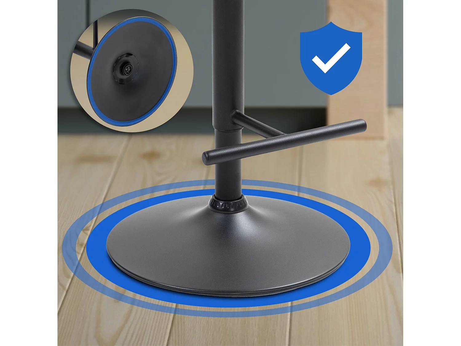 Tabouret de bar - Velours & Noir - Bleu - Damar