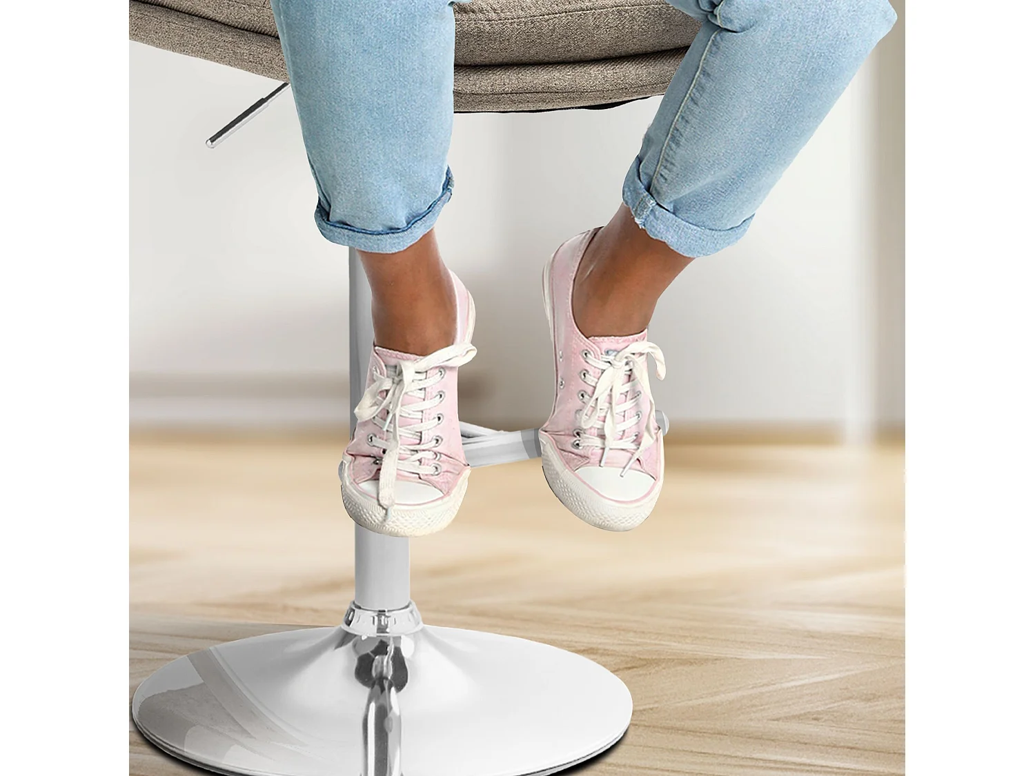 Tabouret de bar - Tissu & Métal - Taupe - Damar