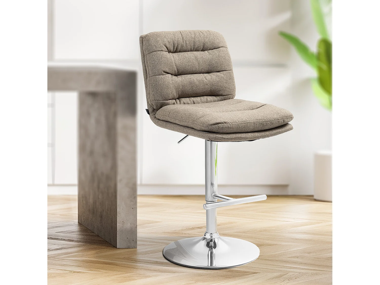 Tabouret de bar - Tissu & Métal - Taupe - Damar