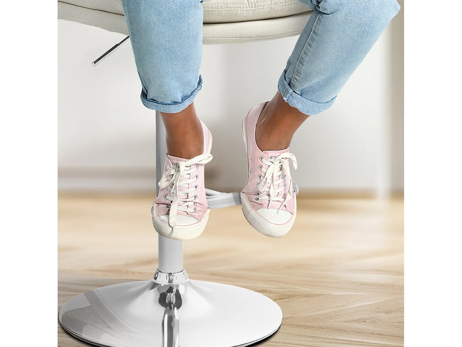 Lot de 2  Tabouret de bar - Tissu & Métal - Crème - Damar