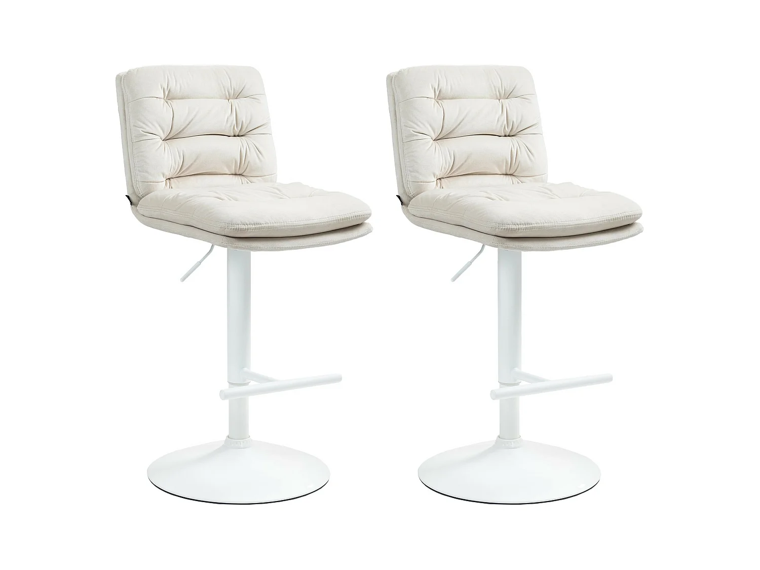 Lot de 2  Tabouret de bar - Velours & Blanc - Crème - Damar