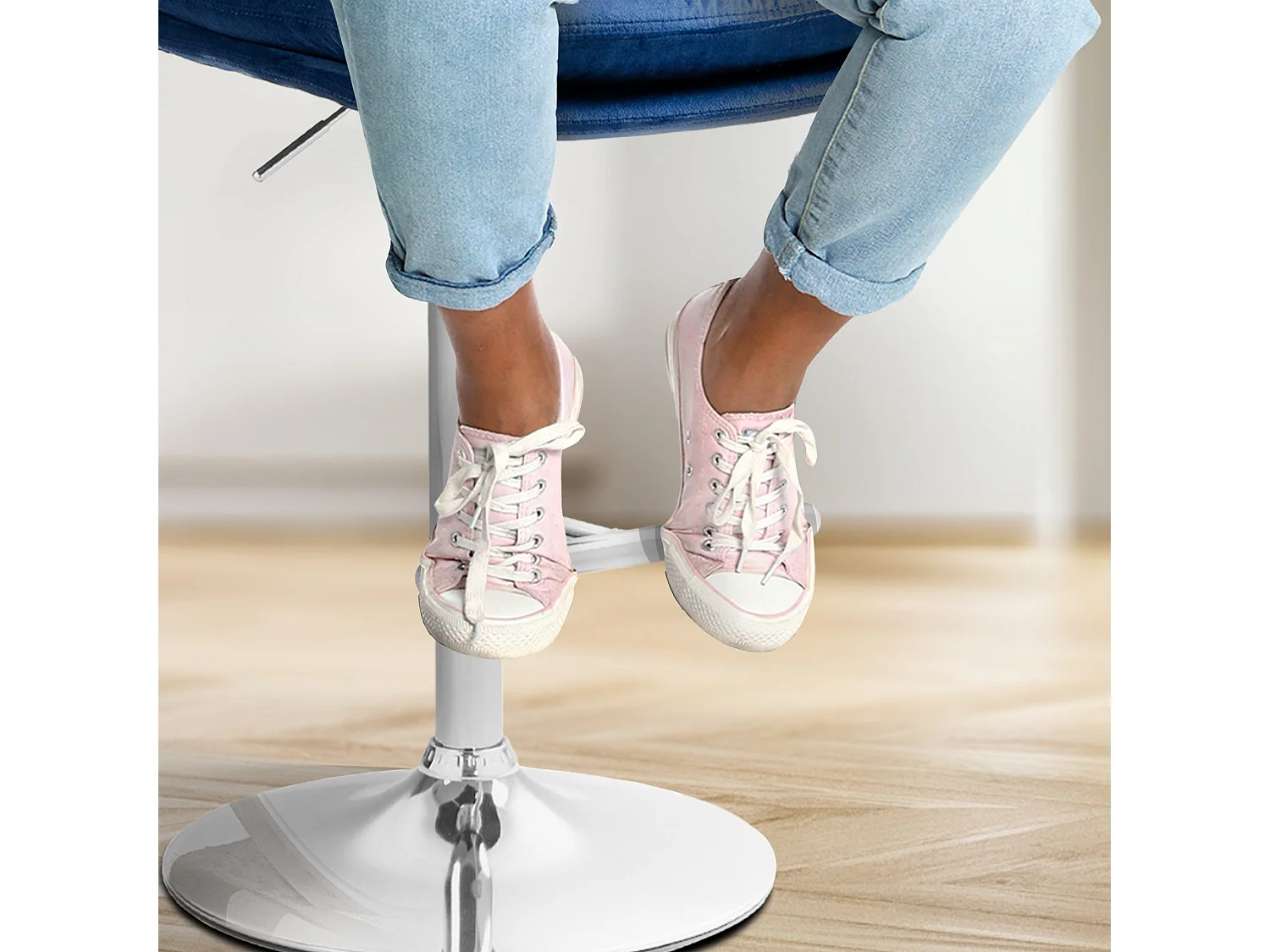 Tabouret de bar - Velours & Chrome - Bleu - Damar