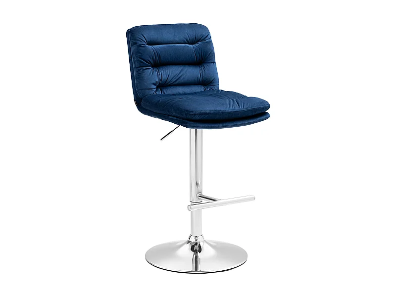 Tabouret de bar - Velours & Chrome - Bleu - Damar