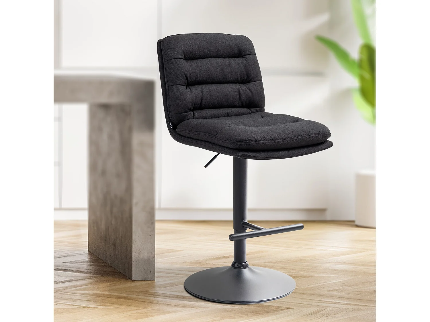 Tabouret de bar - Tissu & Métal - Noir - Damar