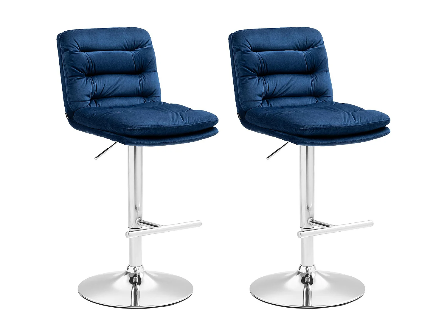 Lot de 2  Tabouret de bar - Velours & Chrome - Bleu - Damar