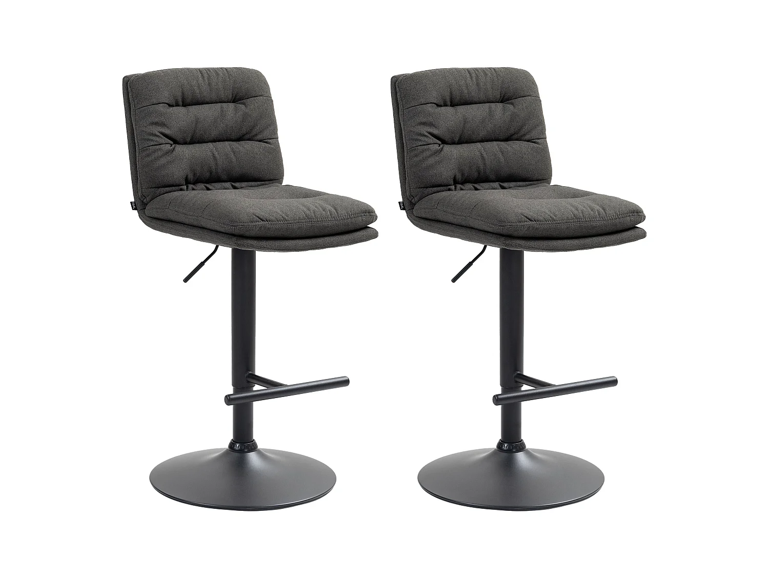 Lot de 2  Tabouret de bar - Tissu & Métal - Gris foncé - Damar