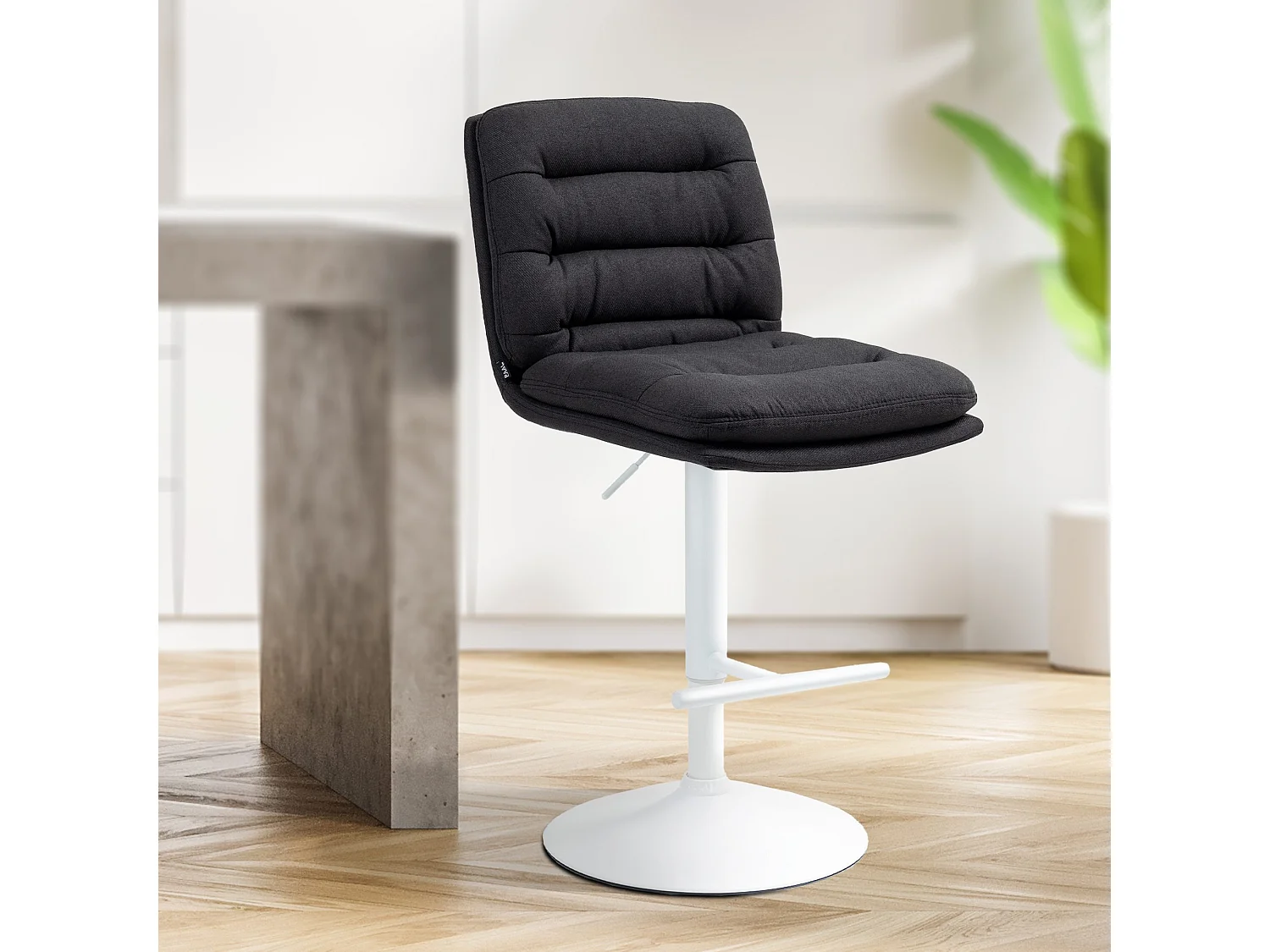 Tabouret de bar - Tissu & Métal - Noir - Damar