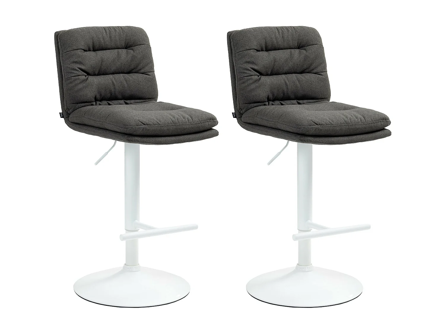 Lot de 2  Tabouret de bar - Tissu & Métal - Gris foncé - Damar