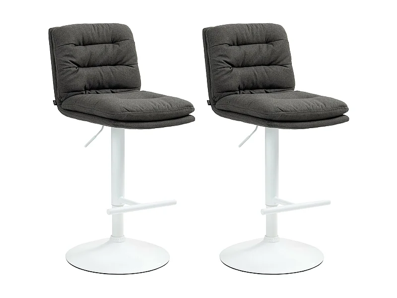 Lot de 2  Tabouret de bar - Tissu & Métal - Gris foncé - Damar
