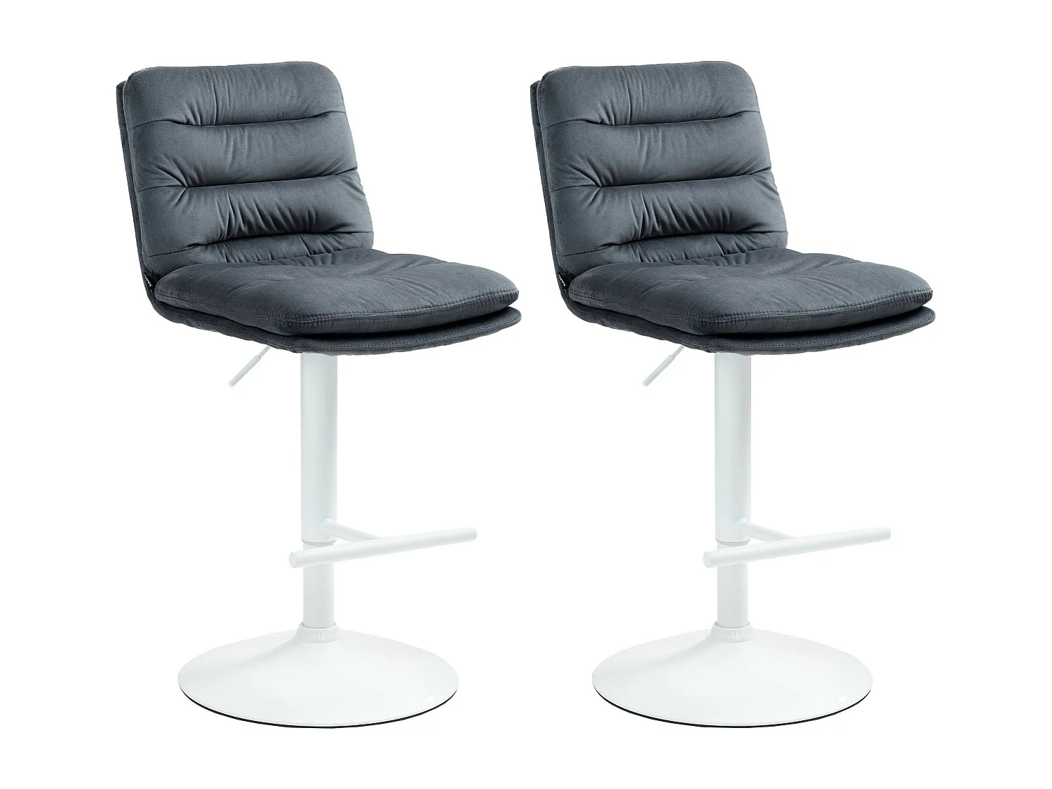 Lot de 2  Tabouret de bar - Velours & Blanc - Gris foncé - Damar