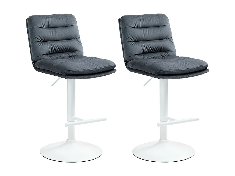 Lot de 2  Tabouret de bar - Velours & Blanc - Gris foncé - Damar