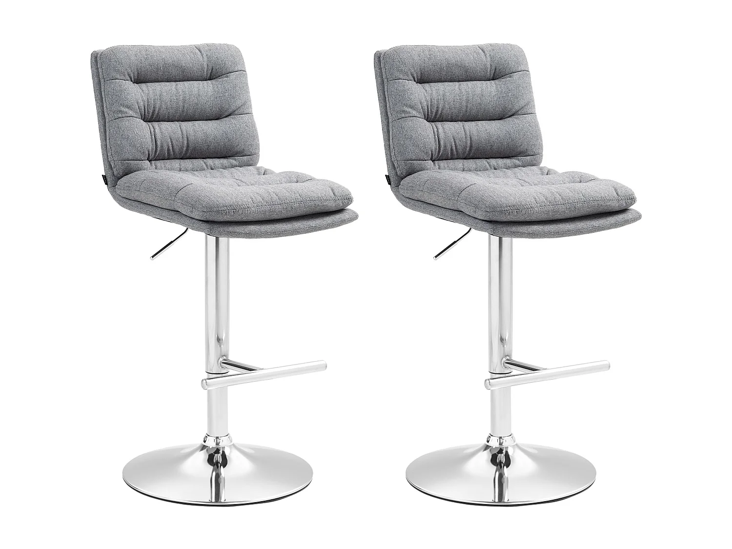 Lot de 2  Tabouret de bar - Tissu & Métal - Gris - Damar
