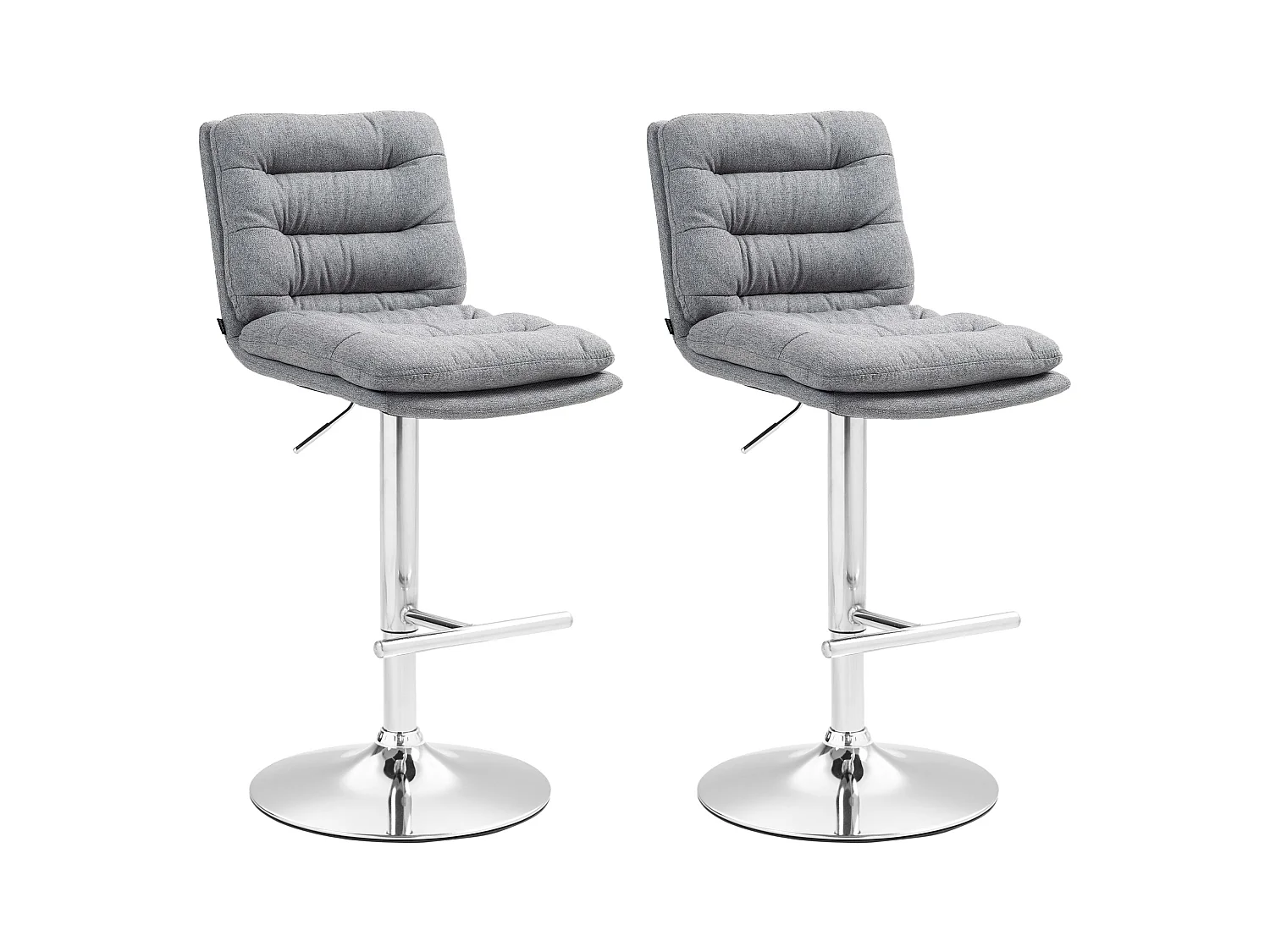 Lot de 2  Tabouret de bar - Tissu & Métal - Gris - Damar