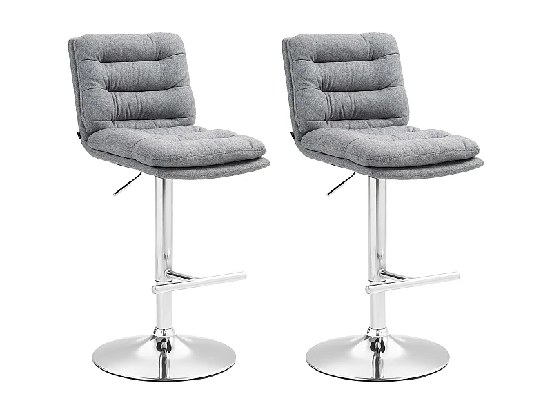 Lot de 2  Tabouret de bar - Tissu & Métal - Gris - Damar