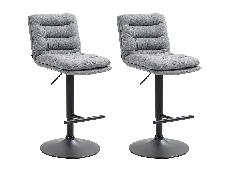 Lot de 2  Tabouret de bar - Tissu & Métal - Gris - Damar