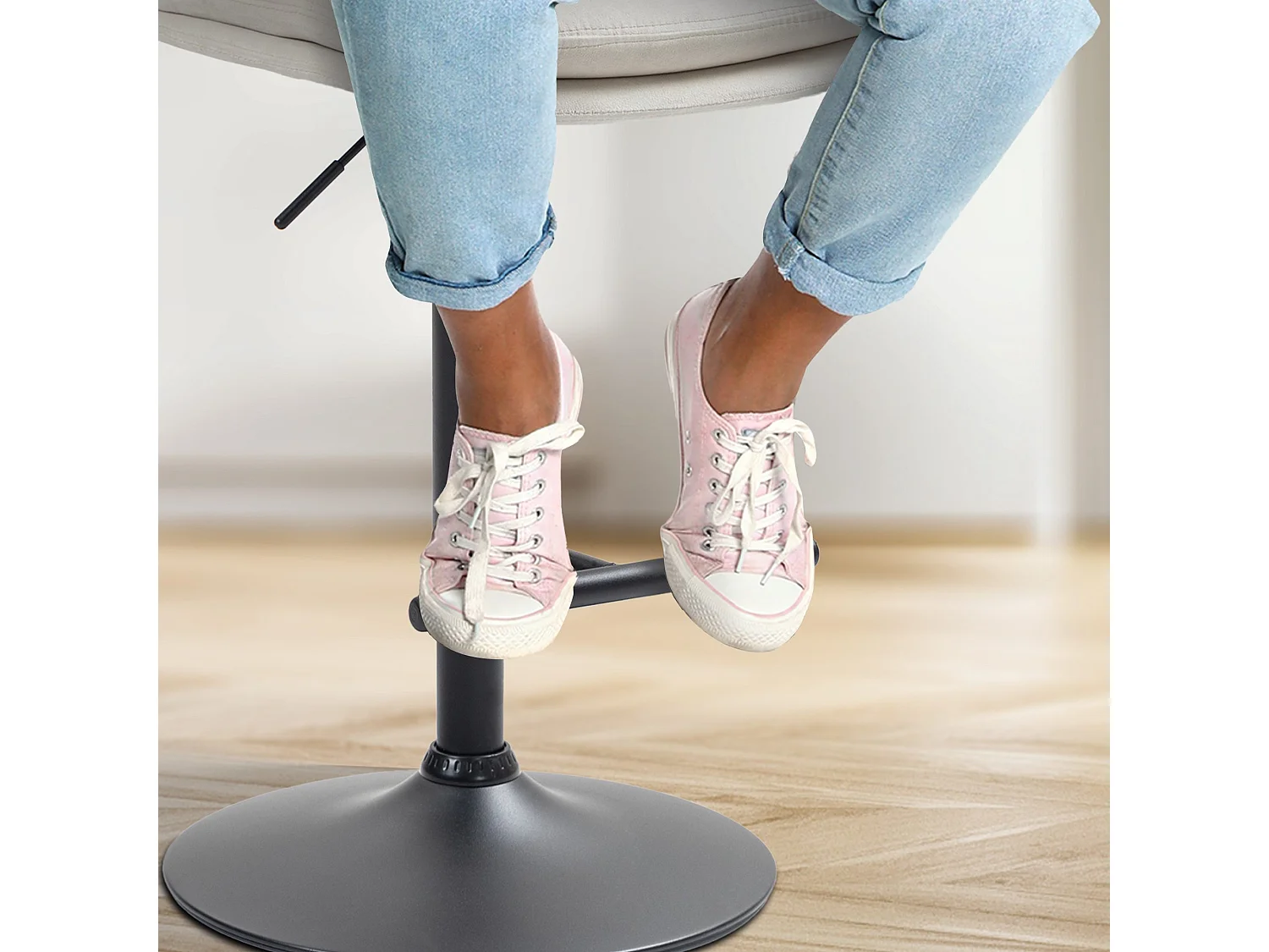 Lot de 2  Tabouret de bar - Velours & Noir - Crème - Damar