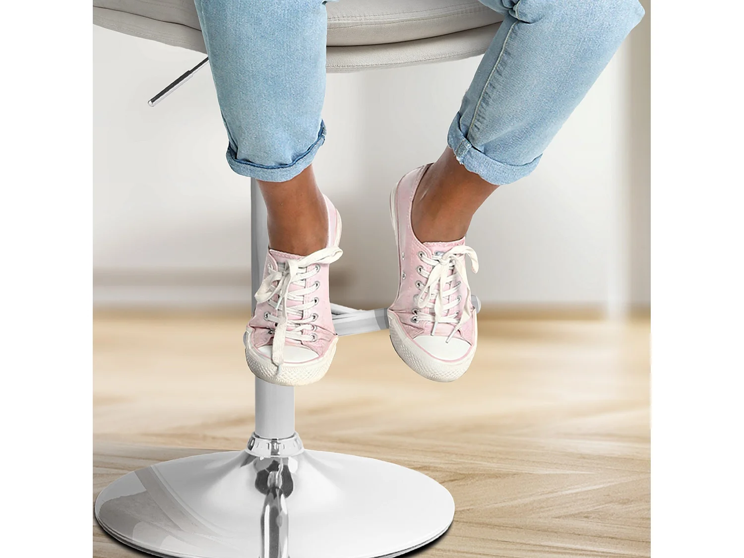 Lot de 2  Tabouret de bar - Velours & Chrome - Crème - Damar