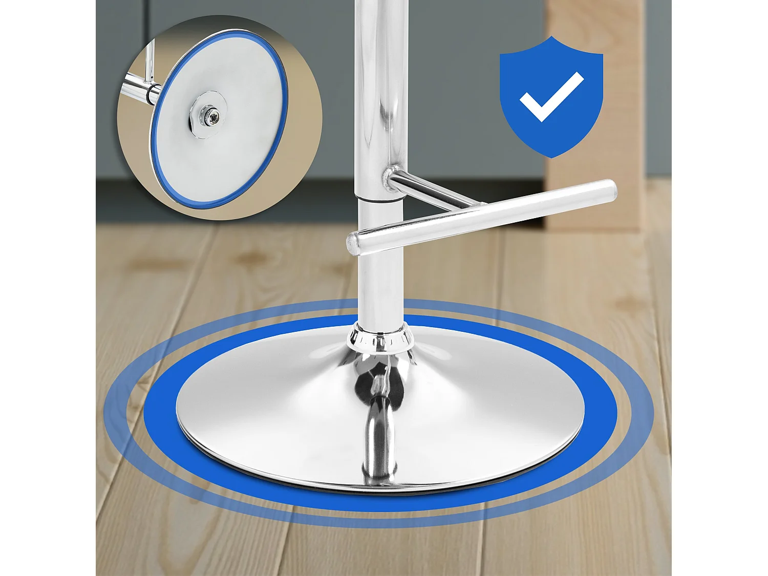 Lot de 2  Tabouret de bar - Velours & Chrome - Crème - Damar