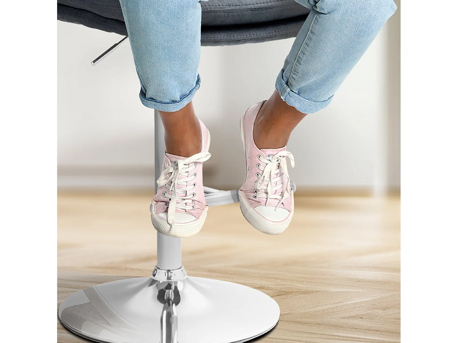 Tabouret de bar - Velours & Chrome - Gris foncé - Damar