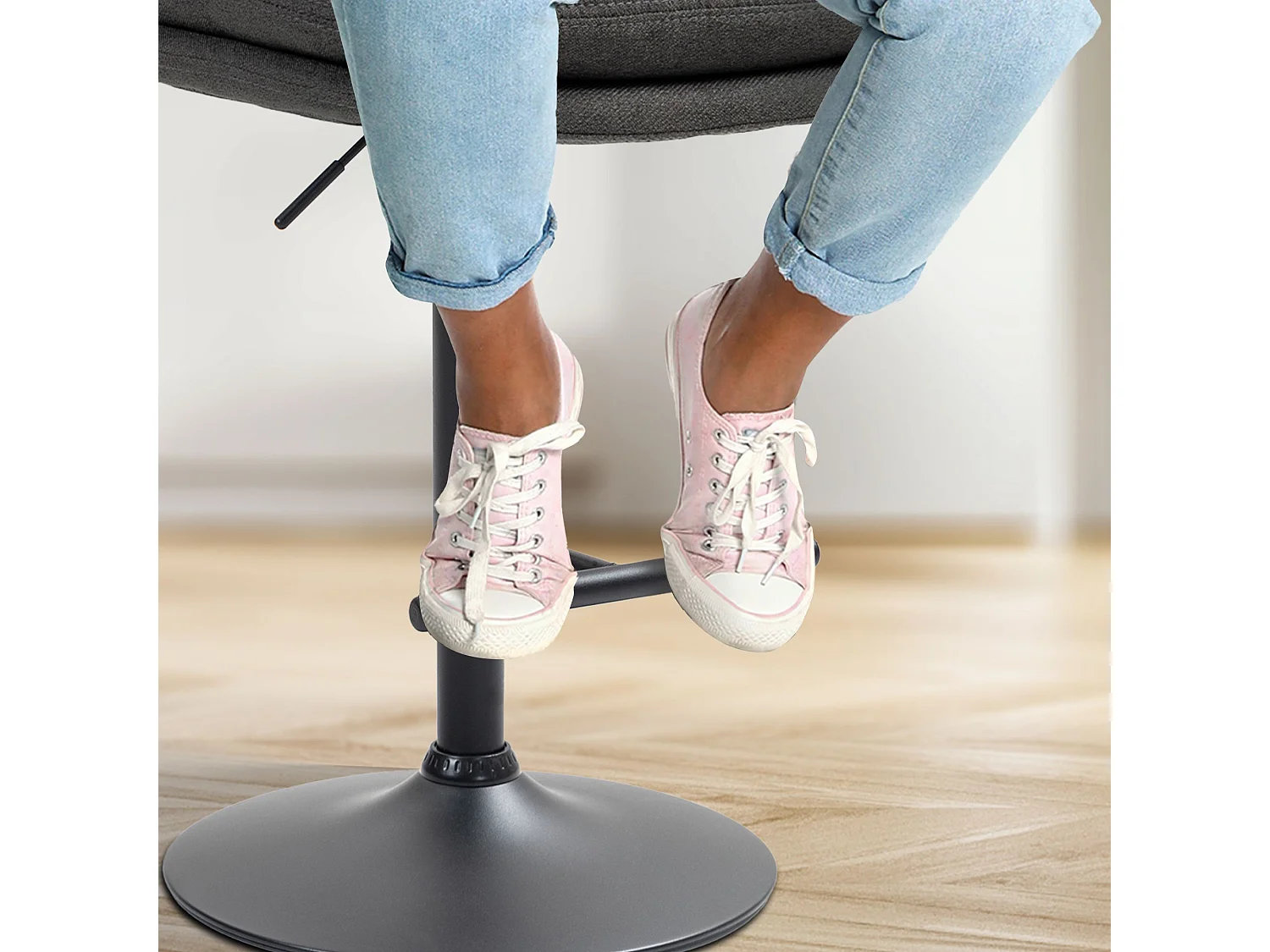 Tabouret de bar - Tissu & Métal - Gris foncé - Damar