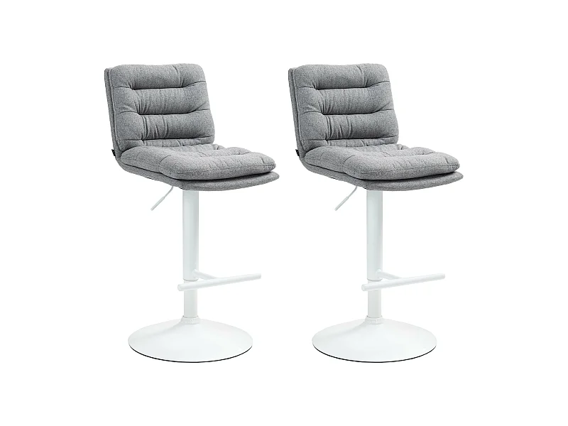 Lot de 2  Tabouret de bar - Tissu & Métal - Gris - Damar