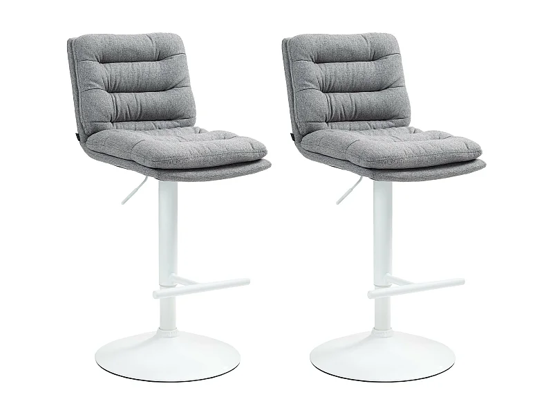 Lot de 2  Tabouret de bar - Tissu & Métal - Gris - Damar