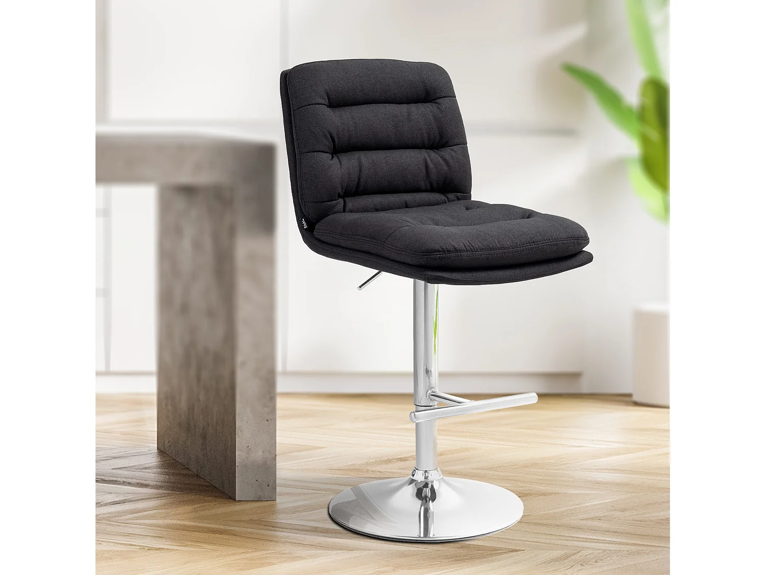 Tabouret de bar - Tissu & Métal - Noir - Damar