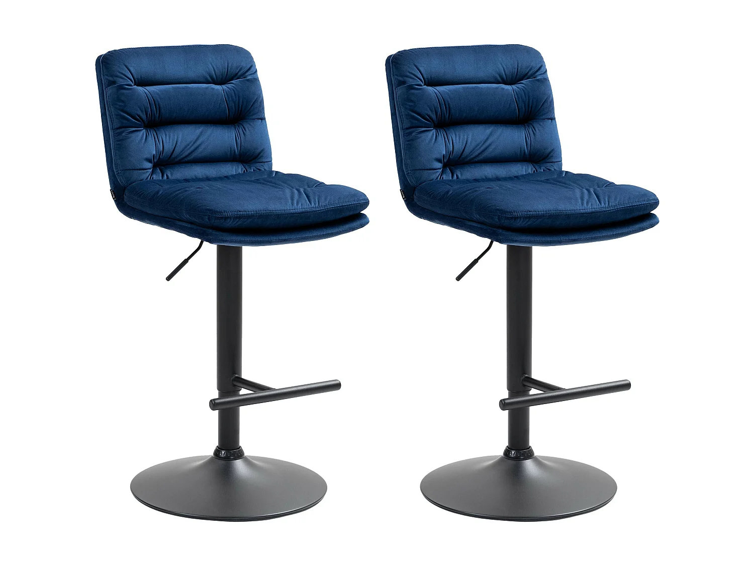 Lot de 2  Tabouret de bar - Velours & Noir - Bleu - Damar