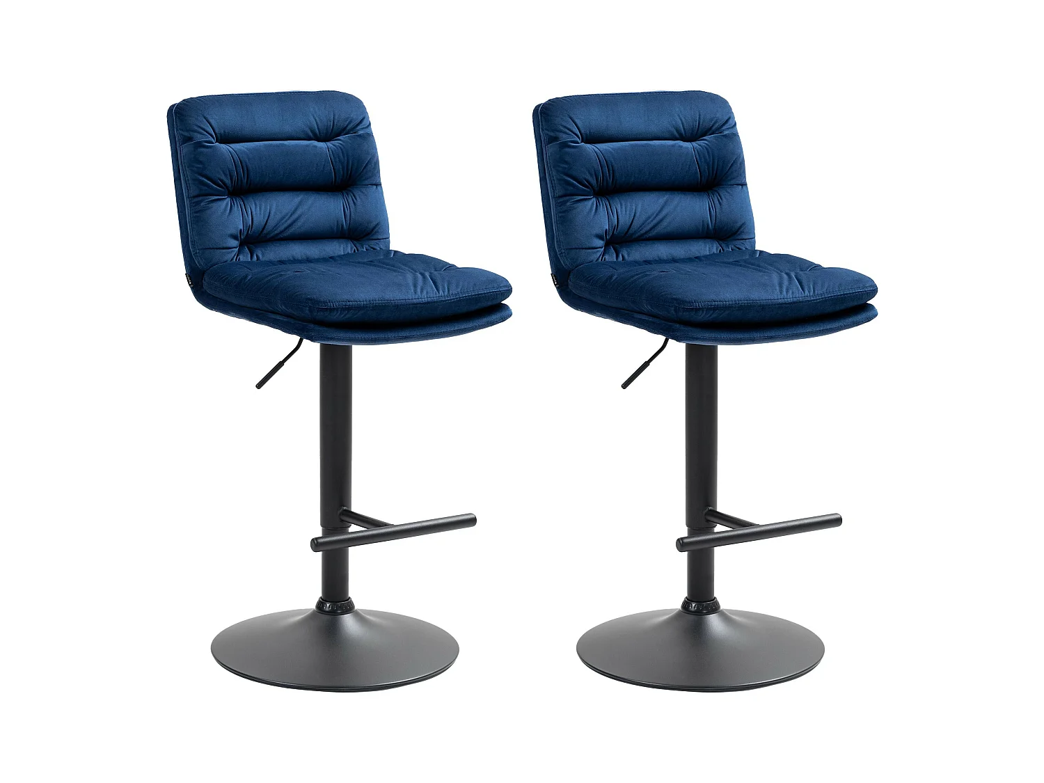 Lot de 2  Tabouret de bar - Velours & Noir - Bleu - Damar