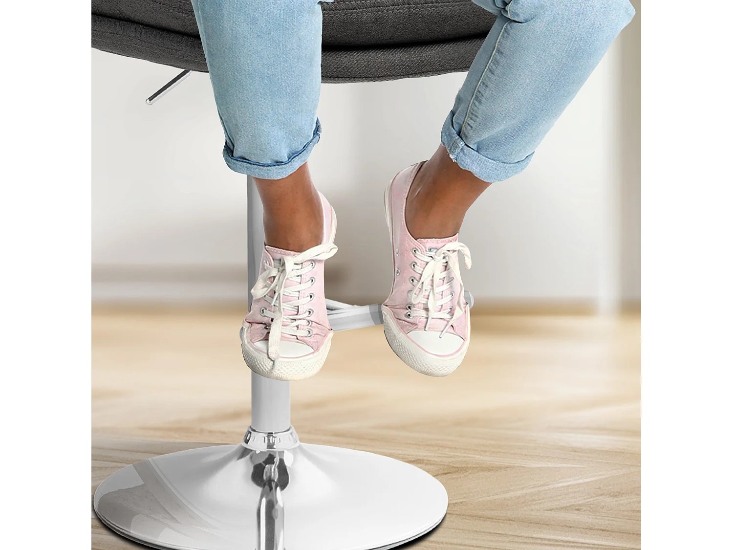 Tabouret de bar - Tissu & Métal - Gris foncé - Damar