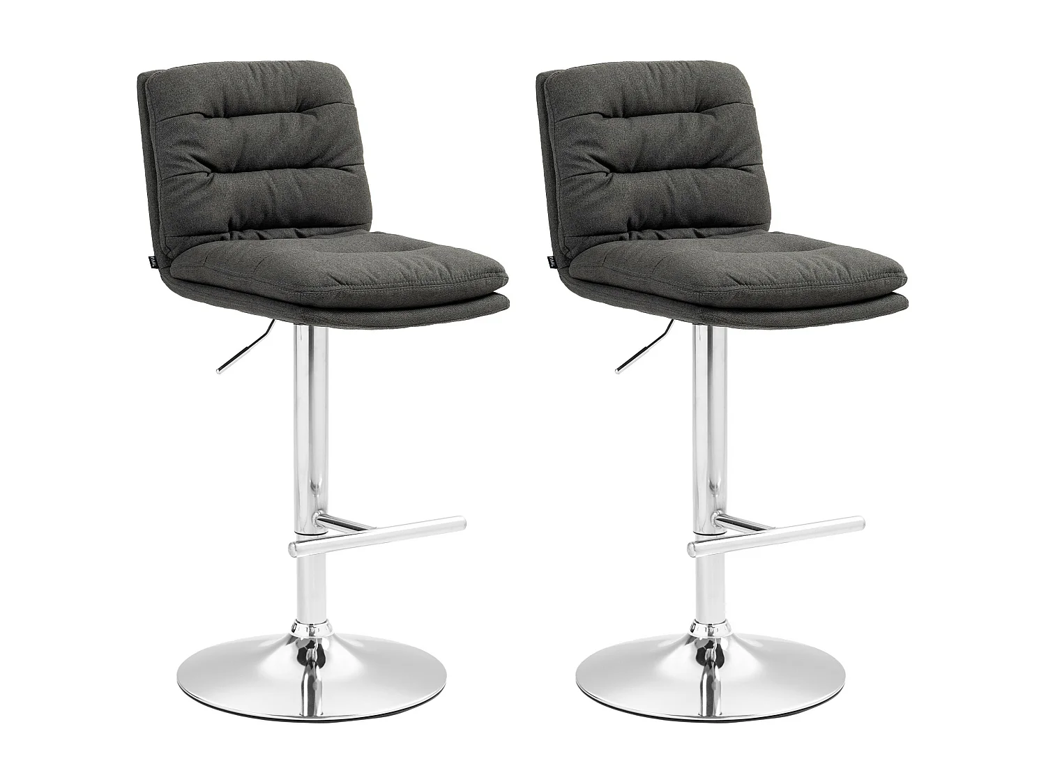 Lot de 2  Tabouret de bar - Tissu & Métal - Gris foncé - Damar
