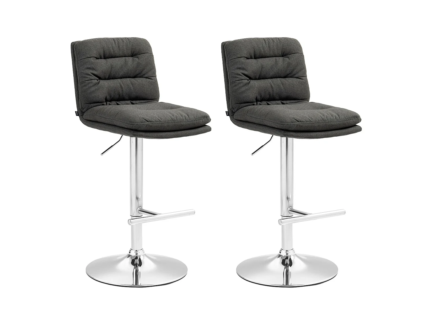Lot de 2  Tabouret de bar - Tissu & Métal - Gris foncé - Damar