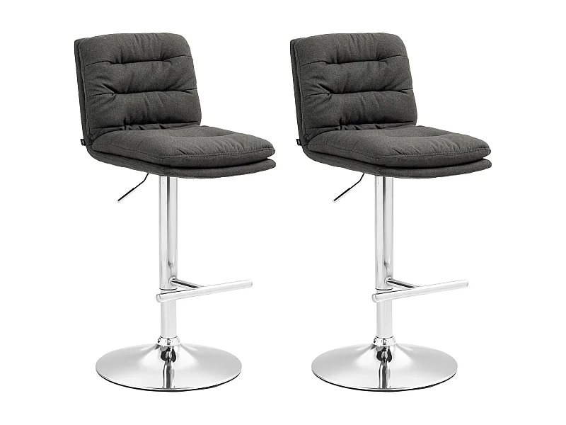Lot de 2  Tabouret de bar - Tissu & Métal - Gris foncé - Damar