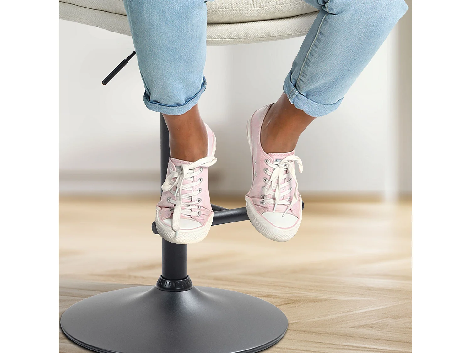 Lot de 2  Tabouret de bar - Tissu & Métal - Crème - Damar