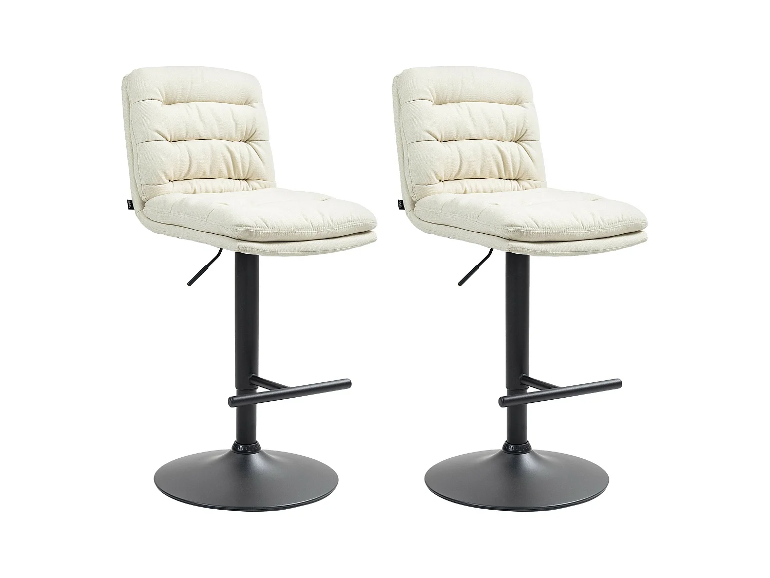Lot de 2  Tabouret de bar - Tissu & Métal - Crème - Damar